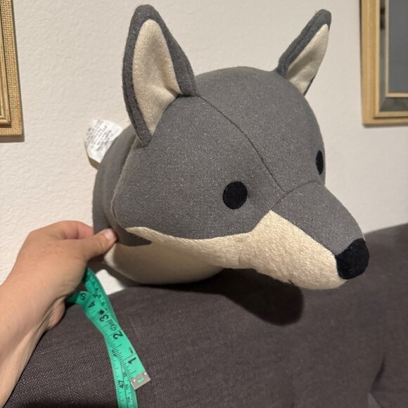 Pillowfort Gray Wolf Head Wall Decor, a plush stuffed animal designed to be moun - Picture 2 of 7